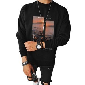 Manfinity Homme Men Slogan & Scenery Print Pullover L